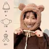Gorro Urso Pulôver Outono e Inverno Máscara e Aquecedor de Pescoço Chapéu Integrado para Mulheres Ciclismo À Prova de Frio À Prova de Vento Chapéu Quente Faixa de Cabeça de Pelúcia Chapéu