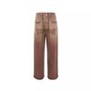 Pantalones de Trabajo Marrones Diseñados para Mujer en Otoño 2024 Nuevo Retro Borde Crudo Cintura Alta Pierna Ancha Arrastrando el Suelo Pantalones Largos