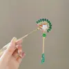 Grampo de Cabelo Antigo com Borla de Pavão, Novo Grampo de Cabelo Estilo Chinoiserie Dinastia Han, Acessórios para Cheongsam, Penteado de Grampo de Cabelo de Nicho de Alta Qualidade