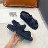Sandálias Esportivas de Couro Genuíno com Velcro e Solado Grosso para Mulheres, Chinelos Casuais Planos Versáteis para Mulheres, Sapatos de Praia para Exterior, Estilo Romano