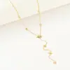 Corrente para Clavícula com Design Personalizado em Forma de Y Estilo Europeu e Americano com Pingente de Franja de Estrela de Oito Pontas e Diamante, Joia de Luxo Leve de Alta Qualidade