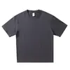 Camiseta de Verão Gola Redonda Manga Curta Algodão Penteado Pesado Azul Klein Cor Lisa Estilo Casal Manga Meia Versátil