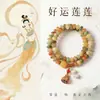 Pulsera de Raíz de Loto Bodhi de Buena Suerte, Pulsera Doble Círculo de Cuentas de Ábaco de Dunhuang, Pulsera de Cuentas Budistas Flexible para Dedos de Estudiante al por Mayor