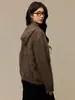 Cárdigan de lana con capucha holgado para mujer, otoño e invierno, chaqueta de punto gruesa holgada con doble cremallera, top suéter de lana cepillada para mujer