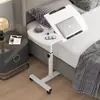 Mesa lateral ajustable de doble tablero, escritorio perezoso para portátil, estación de trabajo, mesa plegable móvil para mesita de noche