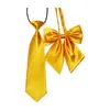 Corbata de Color Sólido Lazo Conjunto de Corbata y Lazo para Niños Corbata Pequeña para Niños Fabricante Venta al por Mayor en Stock