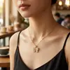 Collar para Mujer Francés Lindo Colgante de Lazo Acero de Titanio Zircón Collar Moda Trendy Popular Cadena Clavícula Joyería