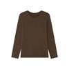 Camiseta Base de Tencel Modal Cachemira para Mujer Otoño e Invierno Holgada Cuello Redondo Color Sólido Top Amigable con la Piel Camiseta Interior de Punto