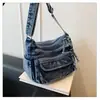 Bolso Cruzado de Mezclilla Nuevo Estilo Transfronterizo, Bolso de Moda y Versátil, Bolso de Hombro Multicapa de Gran Capacidad, Bolsa de Compras al por Mayor