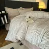 Juego de ropa de cama de cuatro piezas de algodón puro de alta calidad, alto número de hilos, engrosado, cepillado, 100% algodón, sábana, funda de edredón, funda de almohada, ropa de cama para todas las estaciones