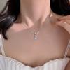 Fangxing Plata de Ley S925 Piedra Lunar Lágrimas de Belleza Collar para Mujer Lujo Accesible Diseño de Nicho Cadena para Clavícula Estilo Frío Nuevo Verano