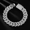 Pulseira corrente cubana estilo hip-hop, melhor vendida transfronteiriça europeia e americana, 18mm, cobre com zircônia embutida, estilo bolha, joia masculina moderna e resistente