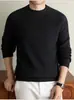 Suéter tejido de peso pesado de 540g con cuello redondo, suéter grueso de moda, color liso, moderno, cómodo y suave, disponible para venta al por mayor