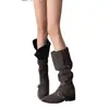 2026 Nuevas Botas Altas de Caída para Otoño e Invierno con Punta y Hebilla de Cinturón, Botas de Montar de Tacón Grueso para Mujer hasta la Rodilla