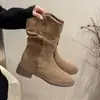 Botines Retro de Cowboy Occidental para Mujer 2026 Nuevos Botas de Media Caña Apiladas Otoño-Verano Melard Botas Martin Botas Individuales para Mujer