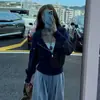 Suéter de Punto con Capucha y Cremallera de Manga Larga Estilo Coreano 2026 Otoño/Invierno Nueva Moda Chic Holgado Cárdigan Superior para Mujer