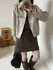 Tiro Real ~ Chaqueta de Béisbol Retro Francesa Maillard Holgada de Terciopelo de Ciervo Chaqueta de Motociclista Atractiva 2 Colores