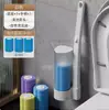 Juego de Cabezales Desechables para Cepillo de Inodoro, Cabezal de Repuesto para Cepillo de Inodoro, Cepillo de Mango Largo Montado en la Pared, Cepillo de Baño para Inodoro
