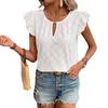 Amazon Independent Station 2024 Primavera e Verão Europa e Estados Unidos Nova Jacquard Decote em V Manga curta Camiseta Top Cross-border Moda Feminina