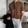 Camiseta de manga corta tipo polo con solapa de punto para hombre, estilo americano, retro, fina, de verano, a rayas coreanas, ropa para hombre