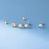 Pendientes de Hilo de Estrella de Cuatro Puntas con un Solo Diamante, Estilo Ins Exquisito y Sencillo, Diseño de Nicho, Plata de Ley S925 Nalan M06966