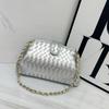 Bolso de Hombro Tejido en Cadena Estilo Nuevo Transfronterizo, Bolso de Hombro de Piel de Vaca, Bolso de Mano para Debajo del Brazo, Bolso de Pinza, Bolso de Mujer, Bolso de Moda, Lujo Ligero