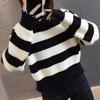 Suéter Corto Rayado para Mujer 2025 Nuevo Otoño e Invierno Elegante Grueso Petite Cintura Alta Camisa Base