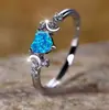 Anel de desejo transfronteiriço novo amor opala branca Lua três garras em ambos os lados personalidade simples nicho anel de luxo leve