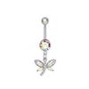 Moda Europeia e Americana Cor AB Piercing de Umbigo Atacado Aço Inoxidável Vários Sexy Asas Coração Borboleta Zircônia Joia de Unha de Umbigo