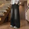 Calças Outono 2026 Novas Calças de Pierna Larga Retas Estilosas para Homens e Mulheres, Jeans de Algodão Soltos Pretos e Azuis para Outono