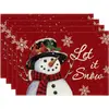 Temu Mantel de Mesa Navideño Invierno Lino Almohadilla Aislante de Calor Cuadros Muñeco de Nieve Estampado Mantel de Lino