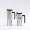 Taza para coche transfronteriza nueva de 20/30 oz con asa única, termo de acero inoxidable 304 con pajilla, taza de hielo portátil para coche