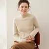 Nuevo suéter de cachemira de cuello alto para mujer, con cuello alto, corte holgado, material grueso, color liso simple y diseño de punto pullover