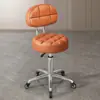 Banco de Salão de Beleza com Rodas, Altura Ajustável, Banco Giratório para Cabeleireiro, Banco Redondo para Manicure, Cadeira de Barbearia com Rodas