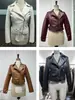 Nueva Chaqueta Chaleco de Cuero Sintético Estilo Europeo y Americano Transfronterizo Abrigo Casual de Cuero Sintético Chaqueta Biker de Solapa Estilo Callejero