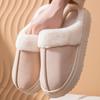 Chinelos de Algodão com Solado Grosso para Mulheres no Outono e Inverno, para Casa, com Forro de Lã, Espessados, Antiderrapantes, Quentes, Cor Pura, Simples, de Pelúcia