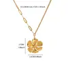 Colar com Pingente de Flor Bússola Borboleta Europeu e Americano Mais Vendido Cruzado Aço Inoxidável Banhado a Ouro 18K Moda Feminina Joia