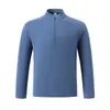 Camisa Base Masculina de Veludo Alemão Double-Face com Meio Zíper e Gola Alta Manga Longa para Outono Inverno Camiseta Esportiva Roupa Íntima Casual Em Estoque Venda por Atacado de Fábrica