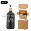 Amazon Conjunto Personalizado de Garrafas de Vidro Preto e Branco de 500ml para Álcool em Gel, Frasco Dispenser Tipo Bomba para Loção de Banho