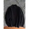 Cardigã de malha com gola alta estilo japonês e zíper duplo, suéter jacquard texturizado masculino de caimento solto com ombros caídos, peça de outer wear casual para sobreposição