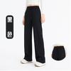 Pantalones casuales de verano de pierna ancha para mujer, pantalones de yoga fitness de alta elasticidad y lisos, pantalones sedosos transpirables con cordón, pantalones deportivos para exteriores