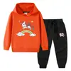 Primavera y Otoño 2023 nueva ropa infantil transfronteriza suéter con capucha para niños pantalones conjunto de dos piezas bebé algodón manga larga