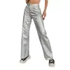 Pantalones Retro Rectos de Bolsillo Ancho Sueltos Dorados y Plateados de Pierna Ancha para Mujer Primavera y Otoño 2026 Europeos y Americanos Pantalones Largos Únicos Transfronterizos