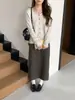 3ª Mañana: Elegante Falda Midi a Cuadros Estilo Retro de Cintura Alta, Corte Recto y Abertura Trasera, ZY4522
