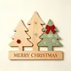 Letrero de madera de árbol de Navidad de una pieza colgante, Colgador de puerta de decoración navideña, Adorno de madera festivo impreso en UV, Transfronterizo