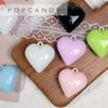 Llavero DIY con forma de corazón, accesorio de joyería hecho a mano con cuentas, colgante de color caramelo, color sólido, bolso.