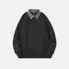 Sudadera tipo polo con cuello de solapa de nuevo estilo para hombre, marca de moda para primavera y otoño, retazos, corte holgado, talla grande, estilo grueso, top casual de forro polar para otoño e invierno