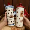 Copo isolado de grande capacidade em aço inoxidável 316 para meninas, modelo novo, copo de café para manter o frio, portátil, copo de água com canudo de aparência elegante