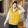 Chaleco casual de algodón con capucha, grueso y versátil, a la moda para mujer, estilo otoño e invierno, corte holgado, abrigo con hombros abullonados
