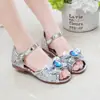 Sandalias para Niña Sandalias de Princesa Elsa Transpirables 2026 Verano Zapatos de Cristal para Niña con Lazo para Niños Mayores Zapatos de Playa
